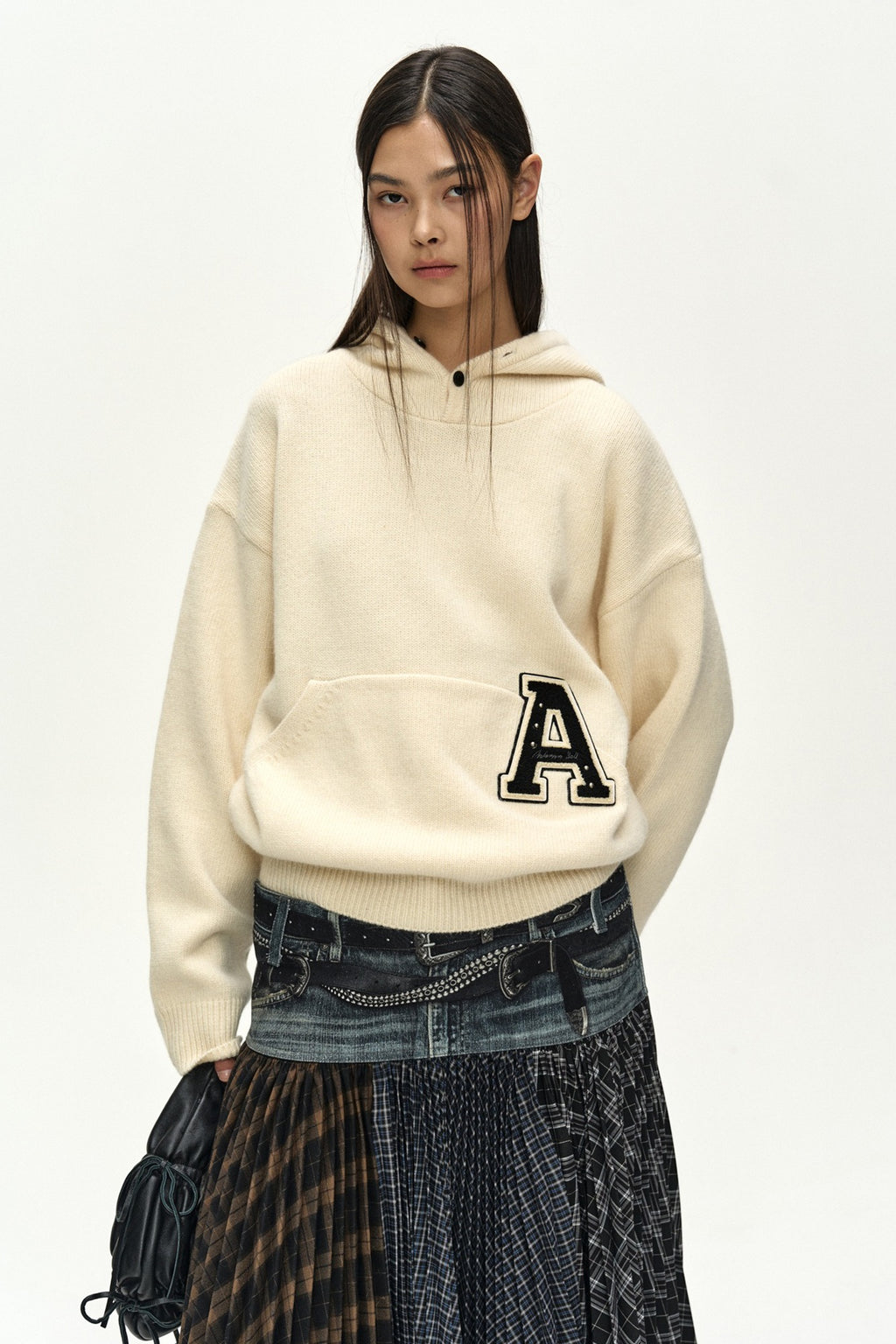 Andersson Bell - (essential) Unisex Varsity Patch Hoodie (cream) (Cream) product image 1 | TRAB K-Fashion Australia