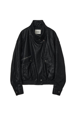 Deinet - Faux Bomber Leather Jacket (Black) product image 1 | TRAB K-Fashion Australia