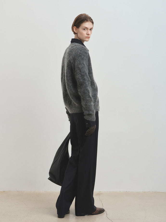 Tonywack - Wool And Mohair Ribbed Mesh Cardigan (Melange Grey) product image 3 | TRAB K-Fashion Australia