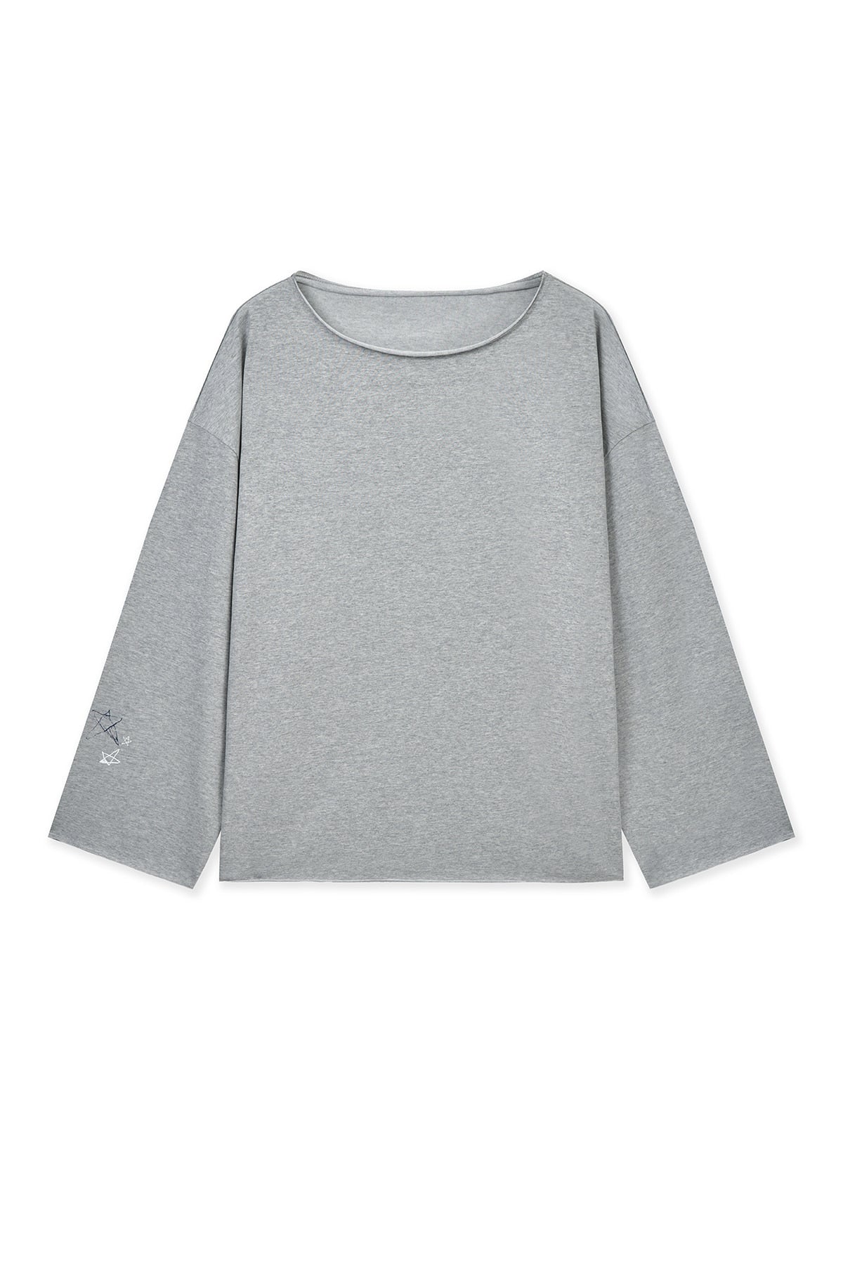 Matin Kim - Raw Hem Finished Boat Neck Top (Grey) product image 1 | TRAB K-Fashion Australia