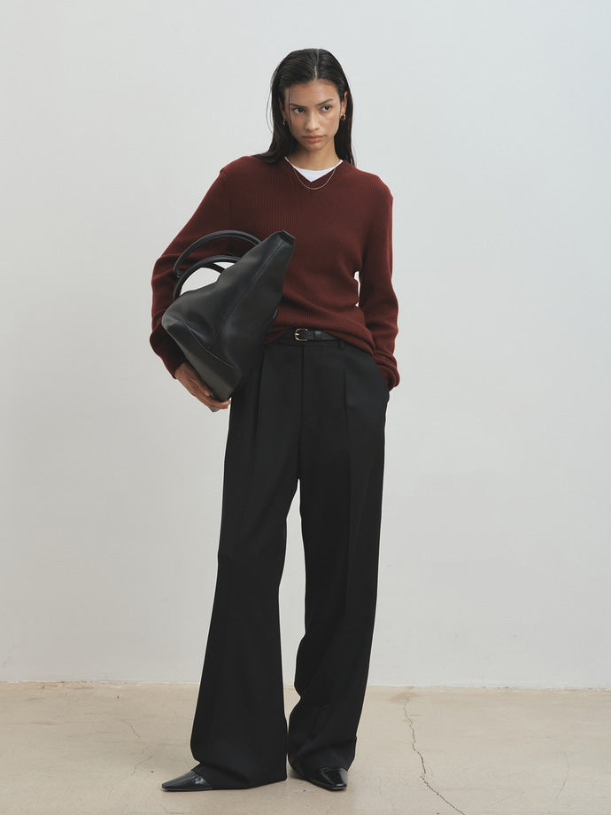 Tonywack - Wool Twill Wide-Leg Pleated Trousers (Black) product image 6 | TRAB K-Fashion Australia