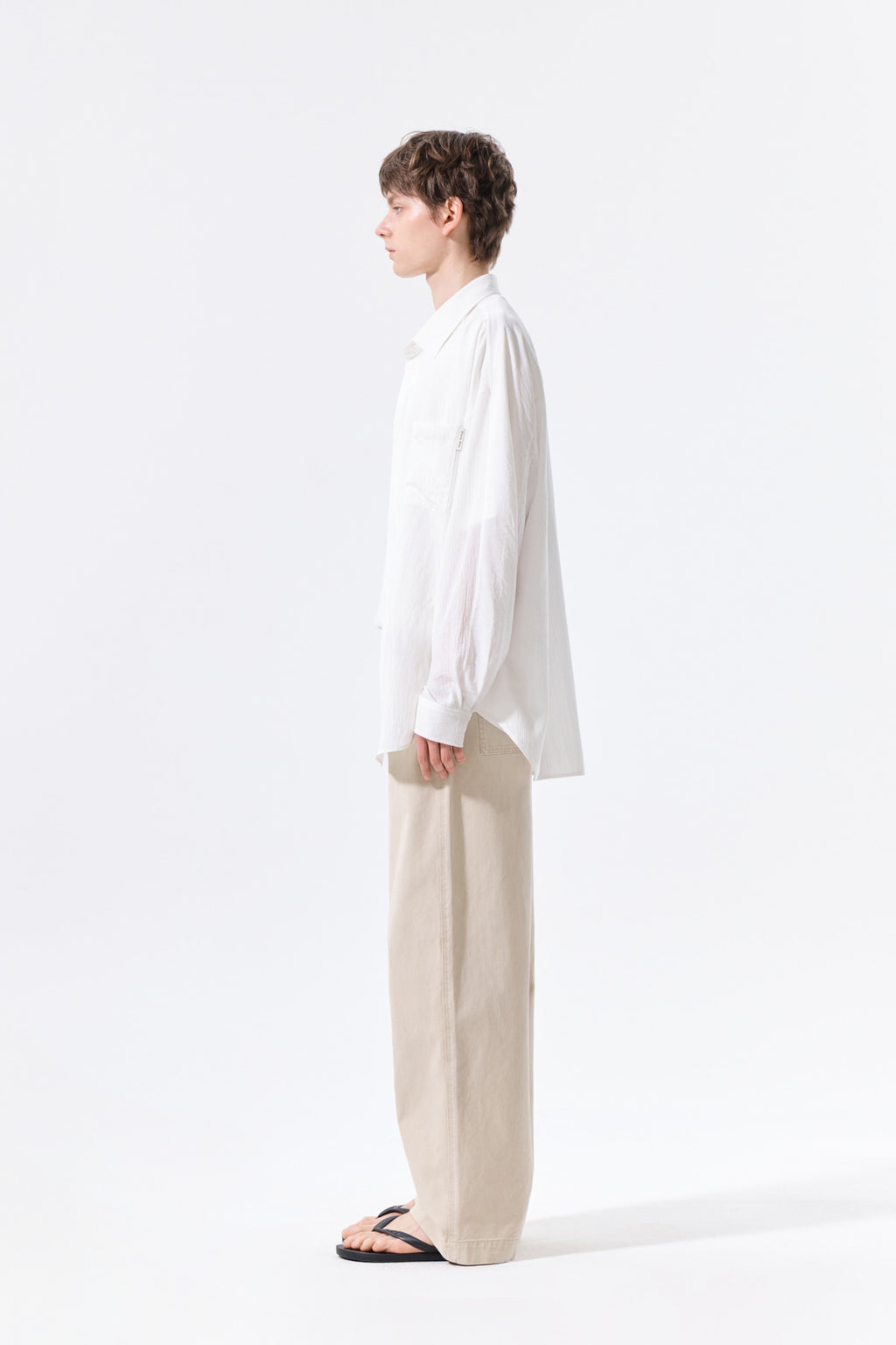 Matin Kim - Mixed Panel Over Fit Shirt (White) product image 12 | TRAB K-Fashion Australia