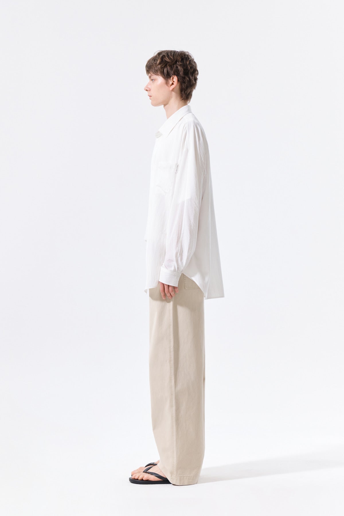 Matin Kim - Mixed Panel Over Fit Shirt (White) product image 12 | TRAB K-Fashion Australia