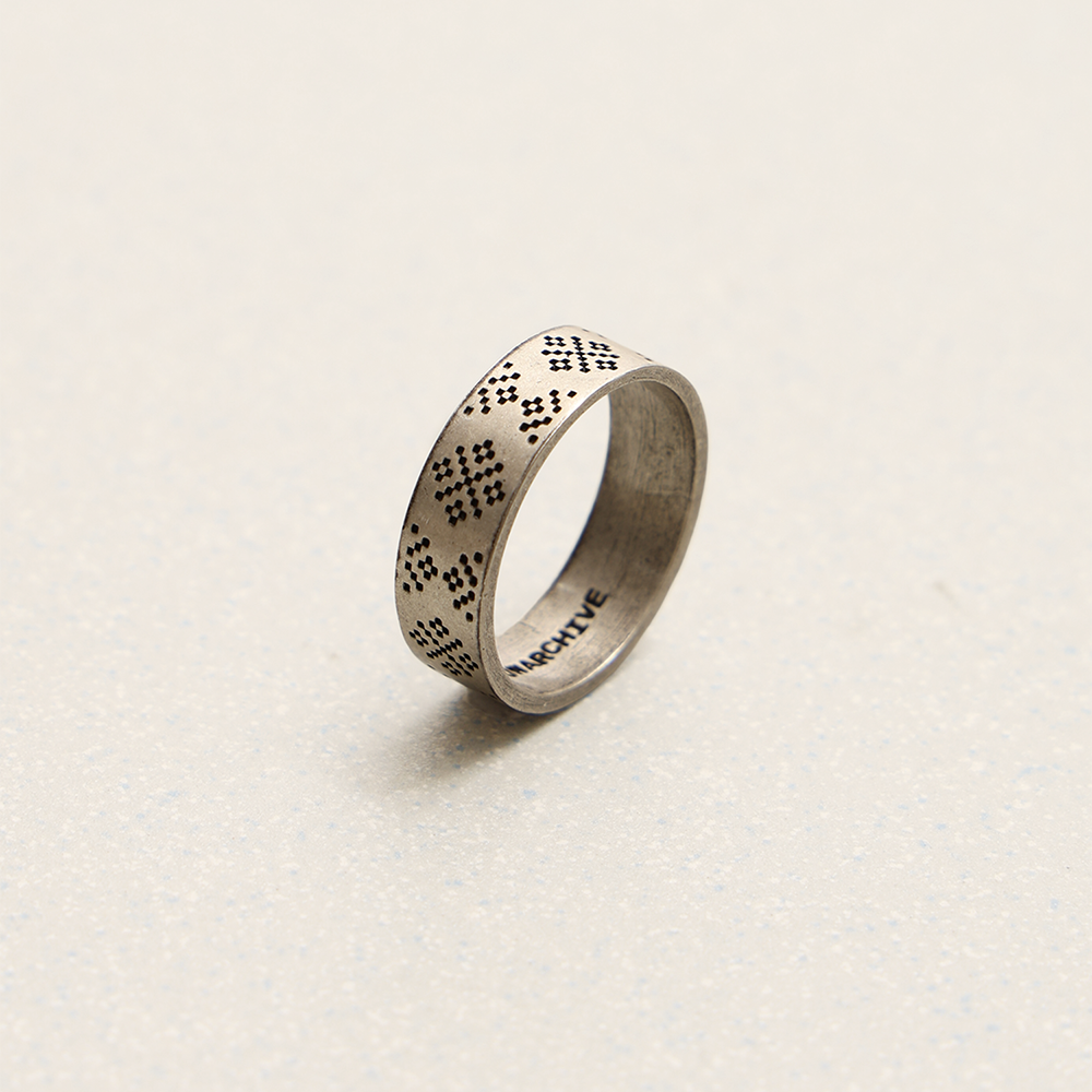Towtow Archive - Sani Stamp Narrow Ring Silver Burnish (OC) product image 1 | TRAB K-Fashion Australia