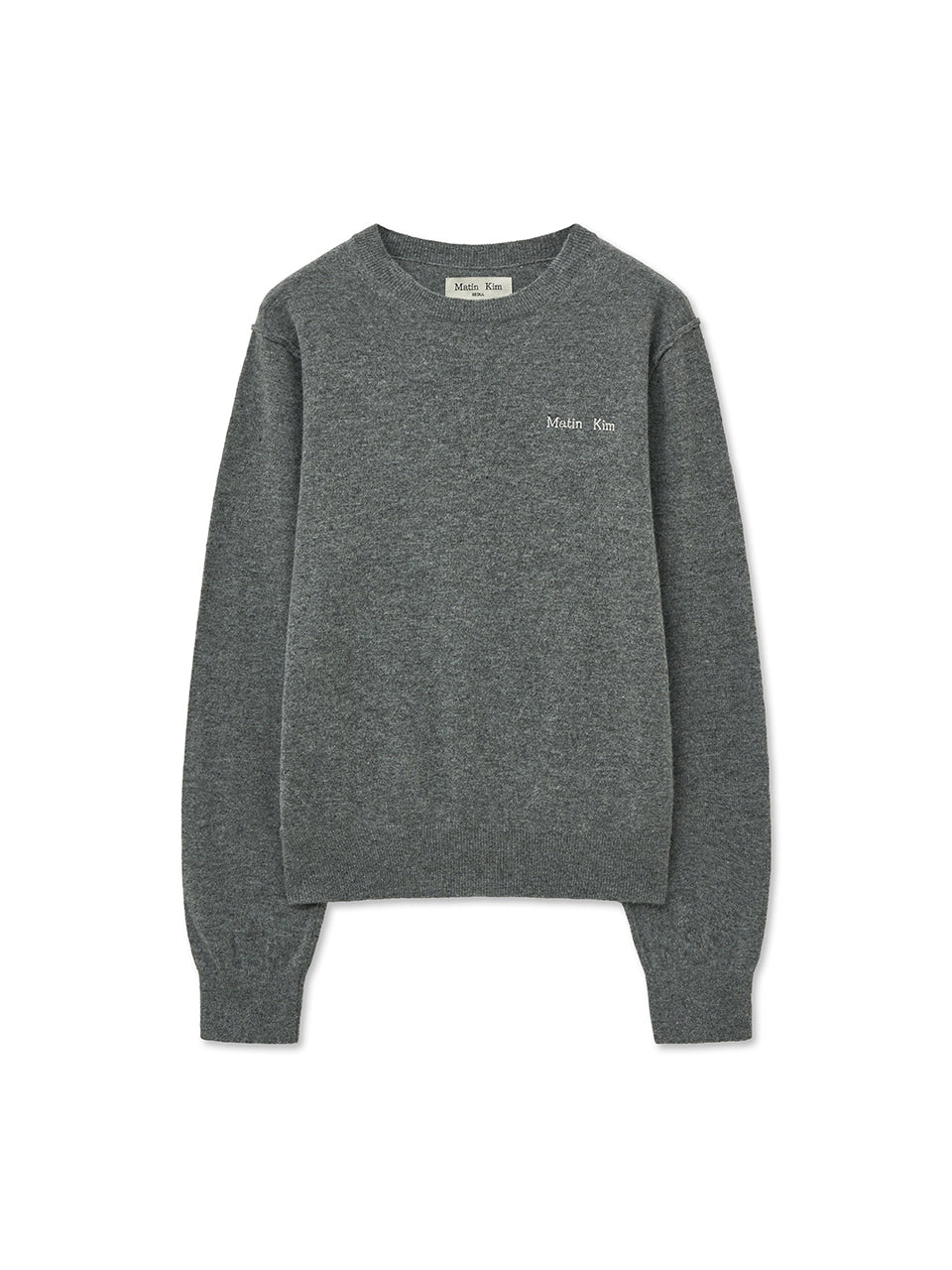 Matin Kim - Cashmere Blended Round Knit Pullover (Grey) product image 1 | TRAB K-Fashion Australia
