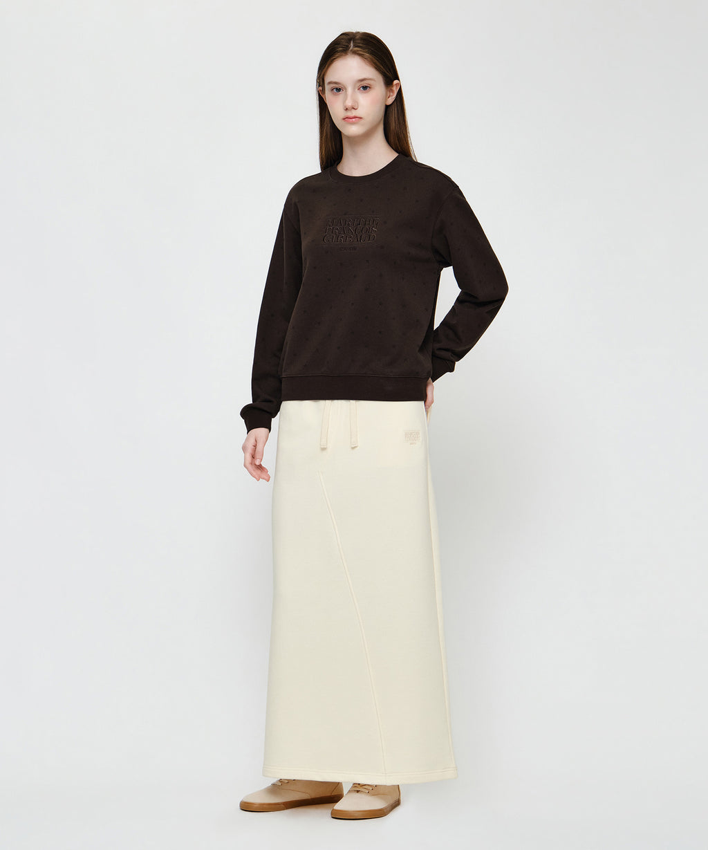 Marithe & Francois Girbaud - Classic Logo Long Sweat Skirt (Cream) product image 5 | TRAB K-Fashion Australia