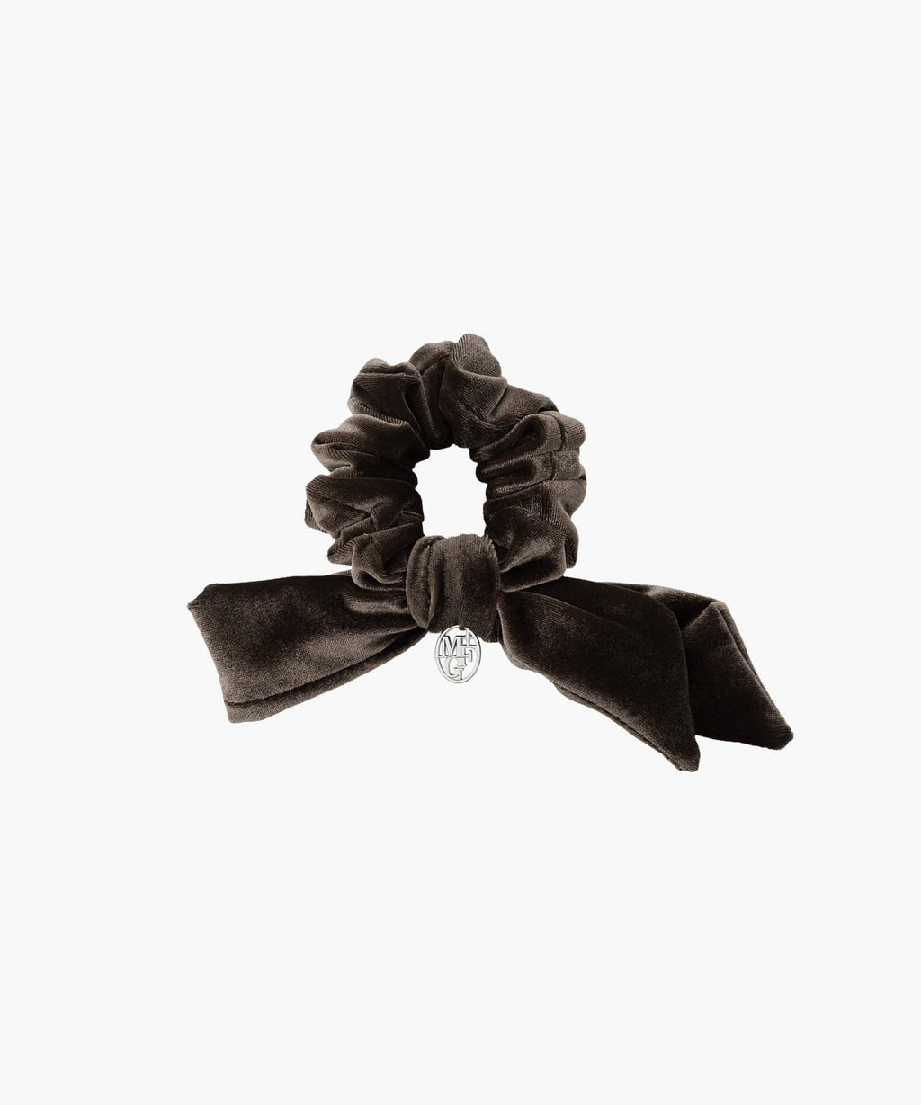 Marithe & Francois Girbaud - Circle Logo Big Ribbon Velvet Scrunchie (Brown) product image 1 | TRAB K-Fashion Australia