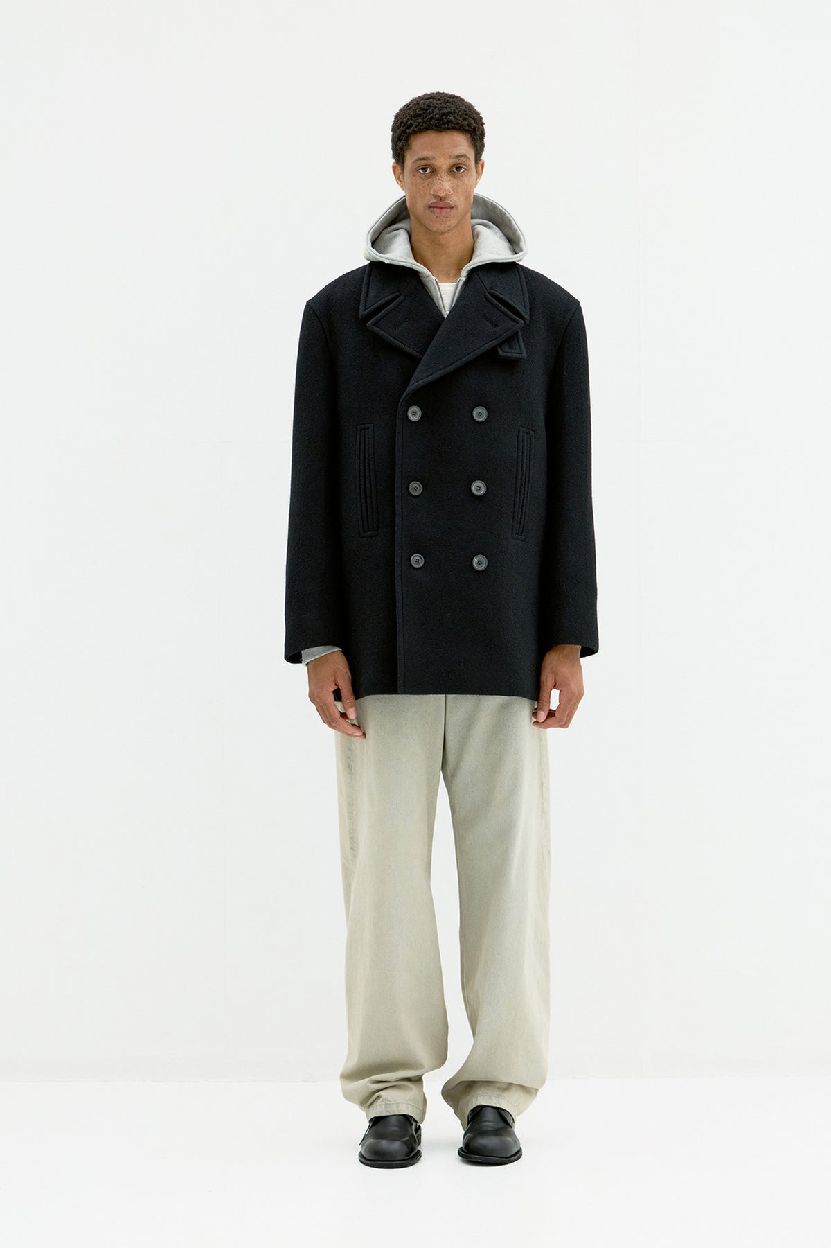 Coor - Wool Double Breasted Pea Coat (Black) product image 2 | TRAB K-Fashion Australia