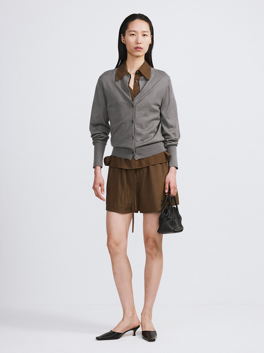 Recto - Wrinkled Fluid Banding Shorts (Khaki Brown) product image 3 | TRAB K-Fashion Australia