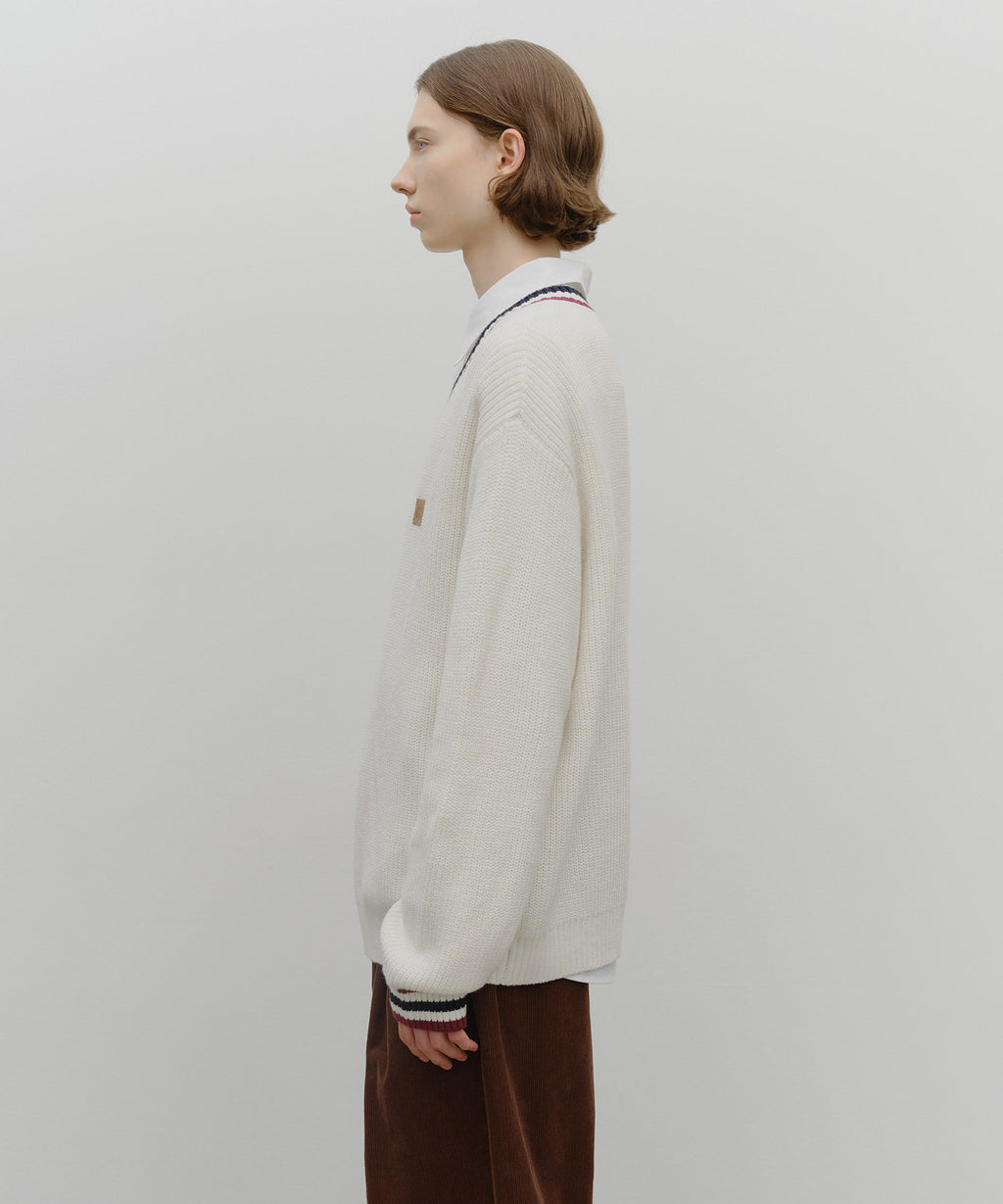 Marithe & Francois Girbaud - V Neck Knit Pullover (Ivory) product image 2 | TRAB K-Fashion Australia