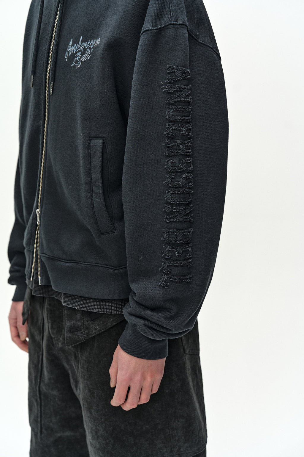 Andersson Bell - (essential) Unisex Patchwork Liquid Logo Hood Zip-Up (charcoal) (Charcoal) product image 9 | TRAB K-Fashion Australia
