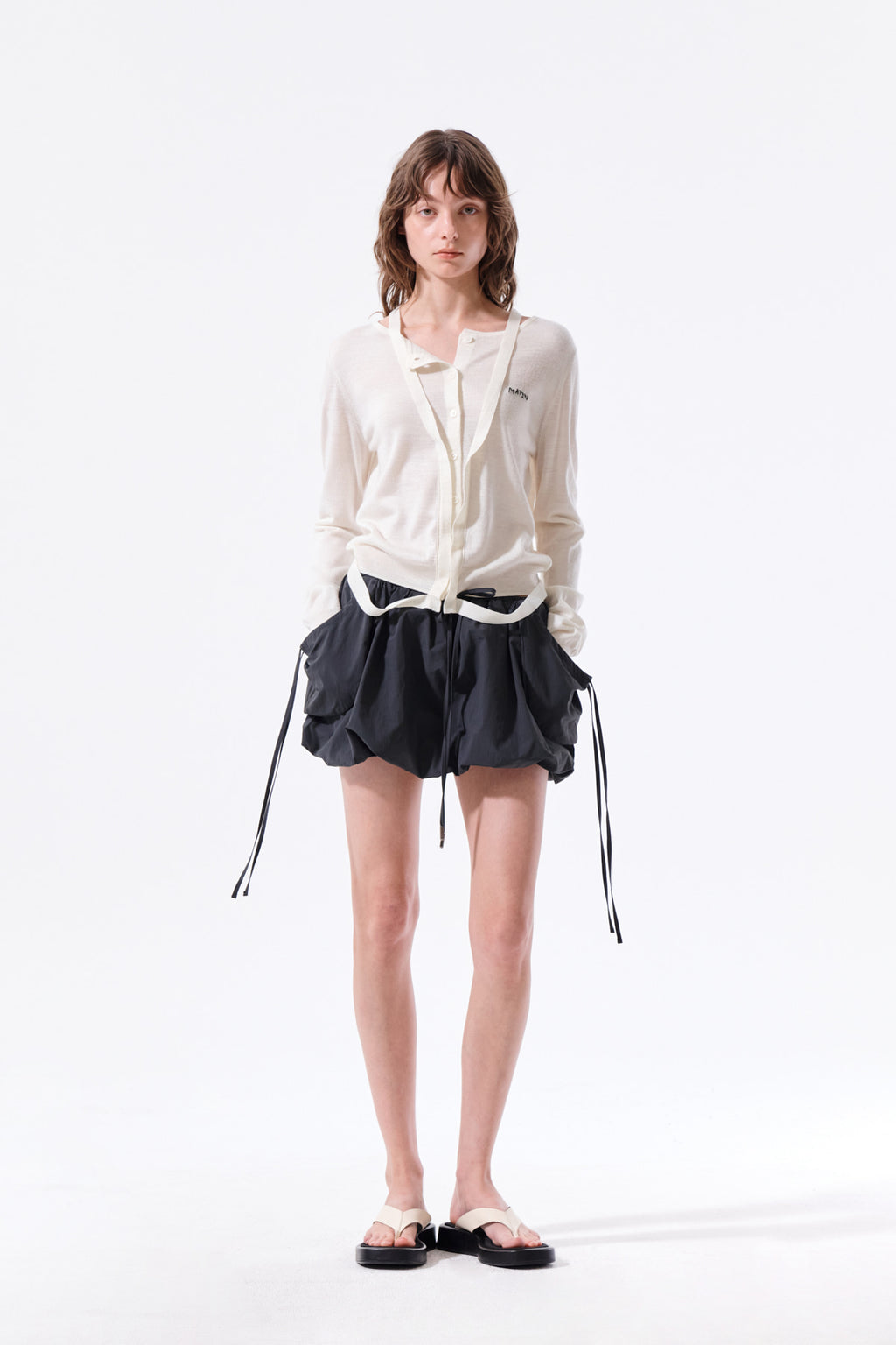 Matin Kim - String Detail Knit Cardigan (Cream) product image 10 | TRAB K-Fashion Australia