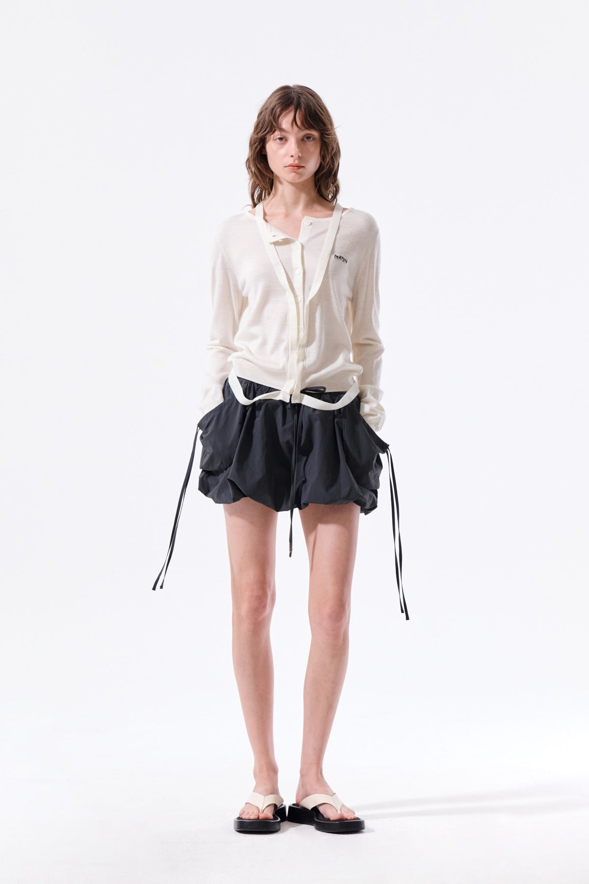 Matin Kim - String Detail Knit Cardigan (Cream) product image 10 | TRAB K-Fashion Australia