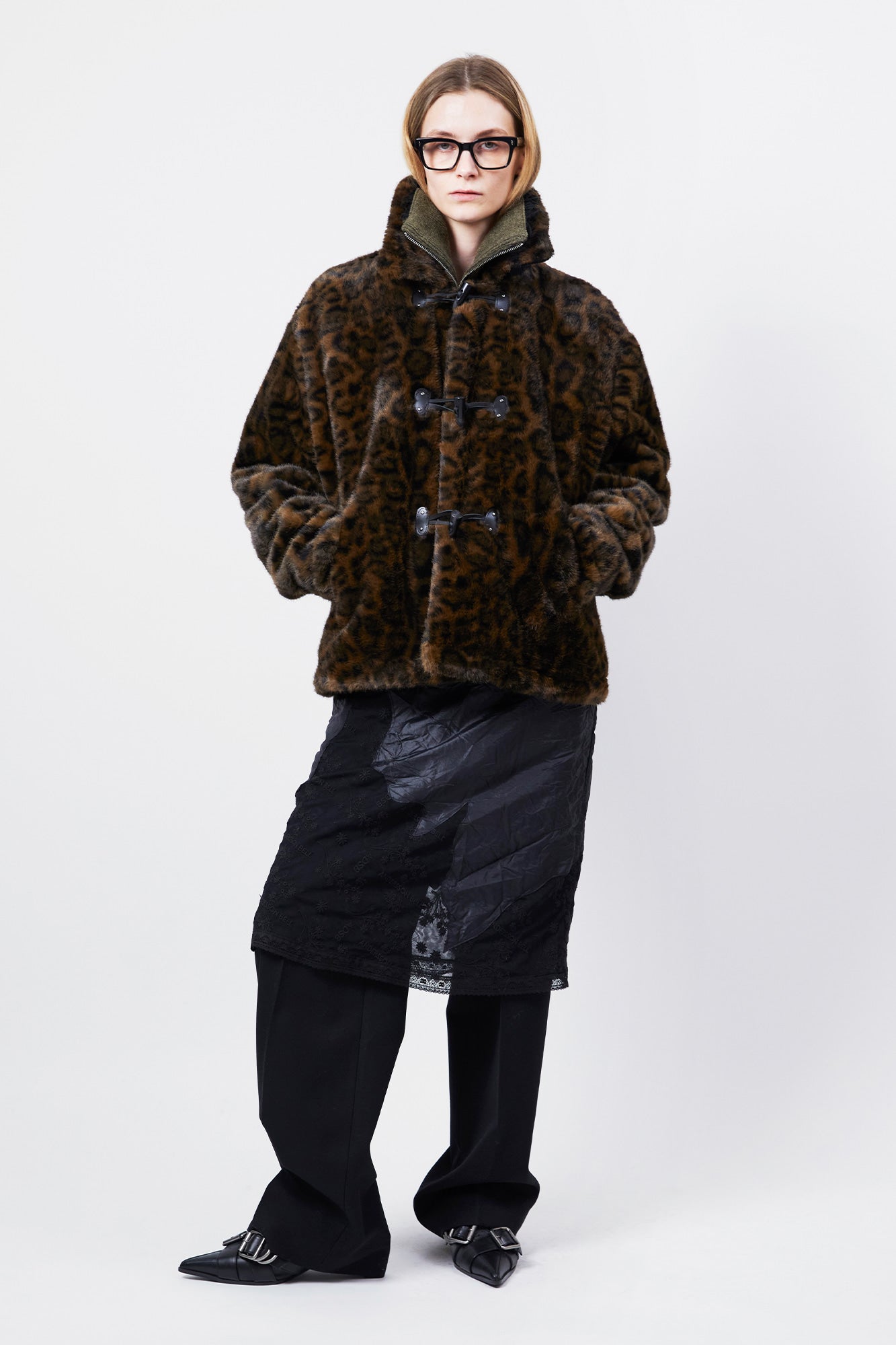 Andersson Bell - Unisex Leopard Fur Duffle Jacket (Brown) product image 8 | TRAB K-Fashion Australia