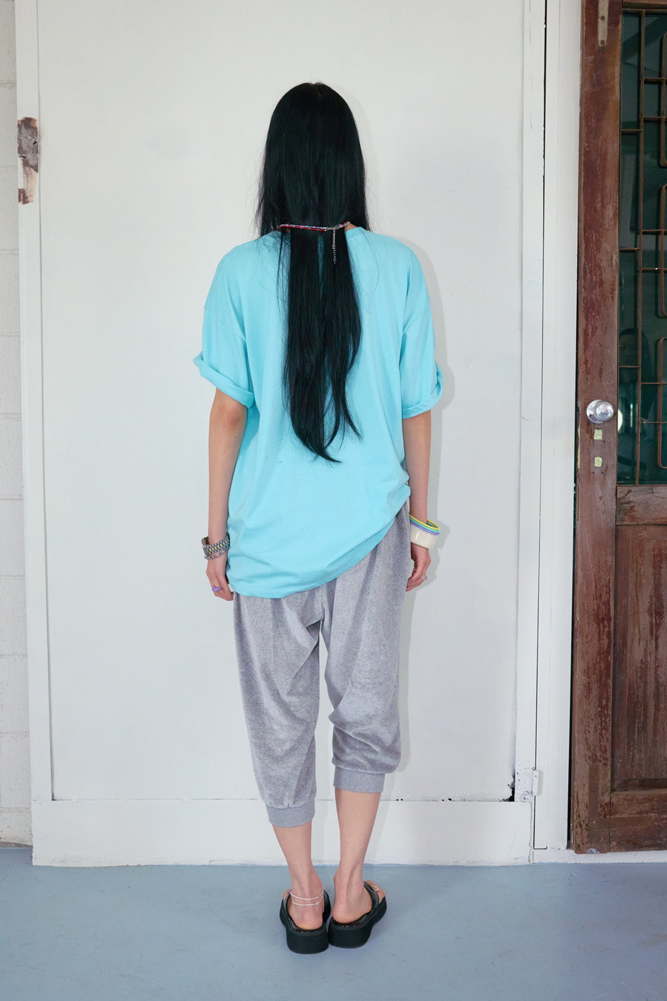 Deinet - D Lettering Graphic Oversized T-Shirt (Mint) product image 3 | TRAB K-Fashion Australia