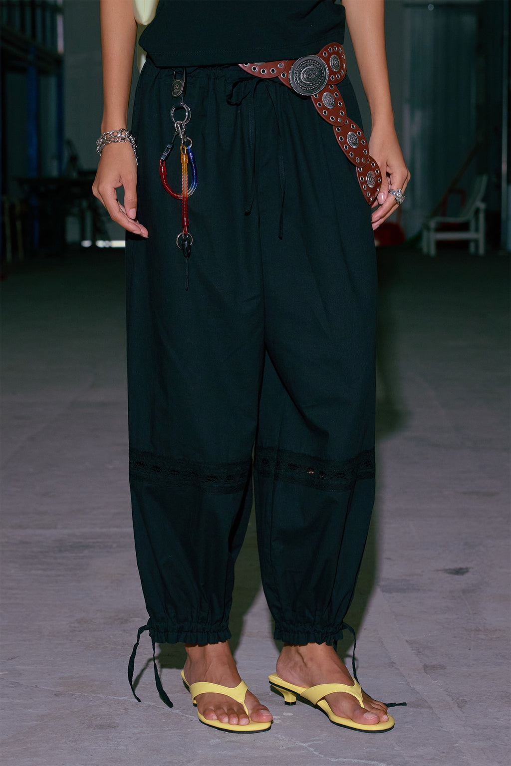 Deinet - Lace Detailed Balloon Pants (Black) product image 8 | TRAB K-Fashion Australia