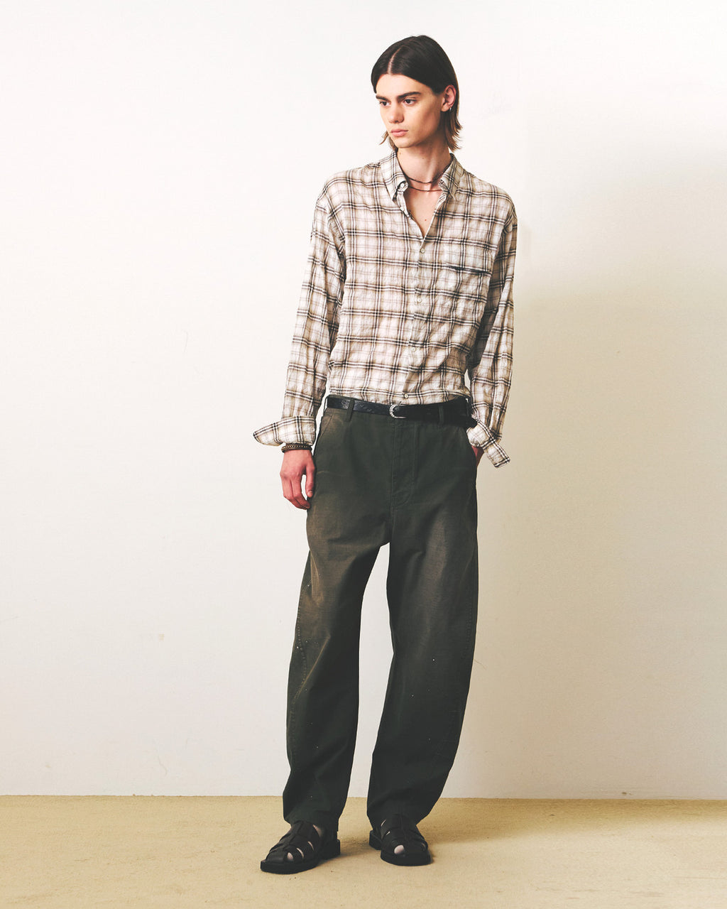 Eastlogue - Holiday Shirts (Beige & Black Check) product image 4 | TRAB K-Fashion Australia