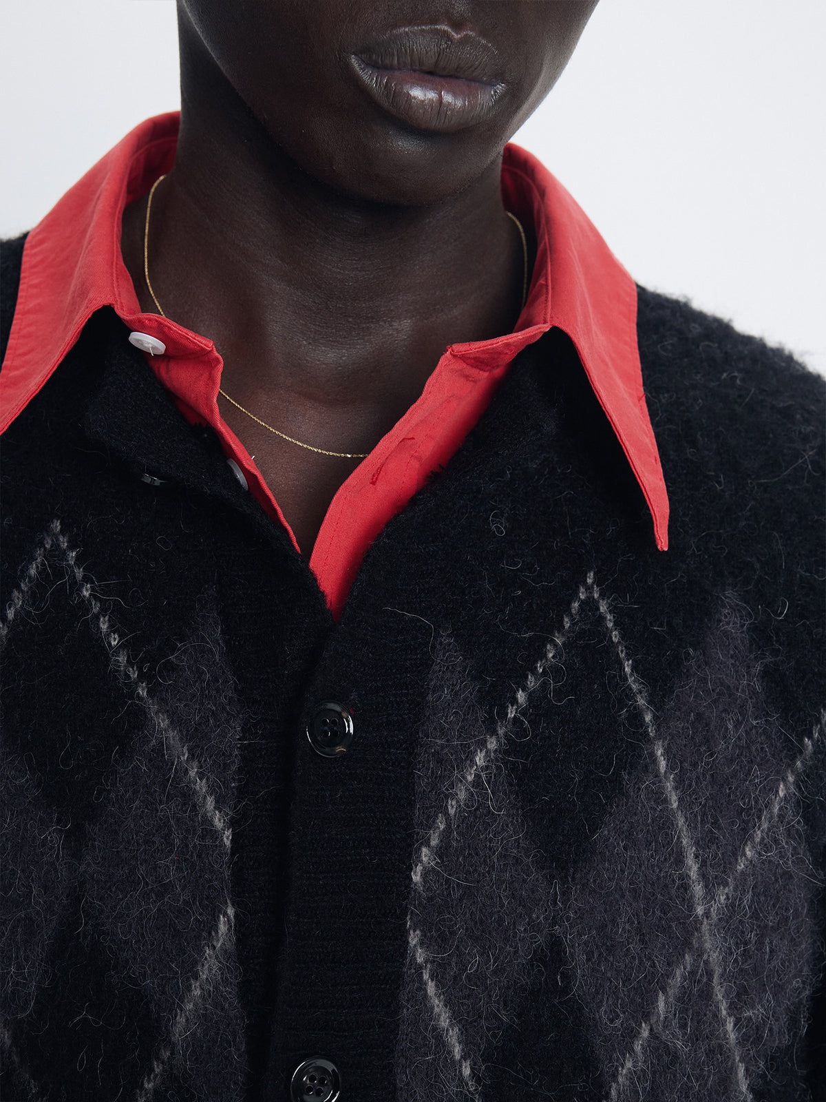Tonywack - Brushed Argyle Cardigan (Black) product image 8 | TRAB K-Fashion Australia