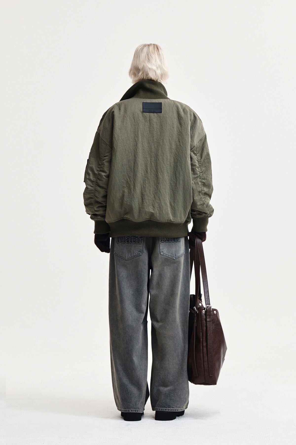 Matin Kim - High Neck Button Point Zip Up Jumper (Khaki) product image 7 | TRAB K-Fashion Australia