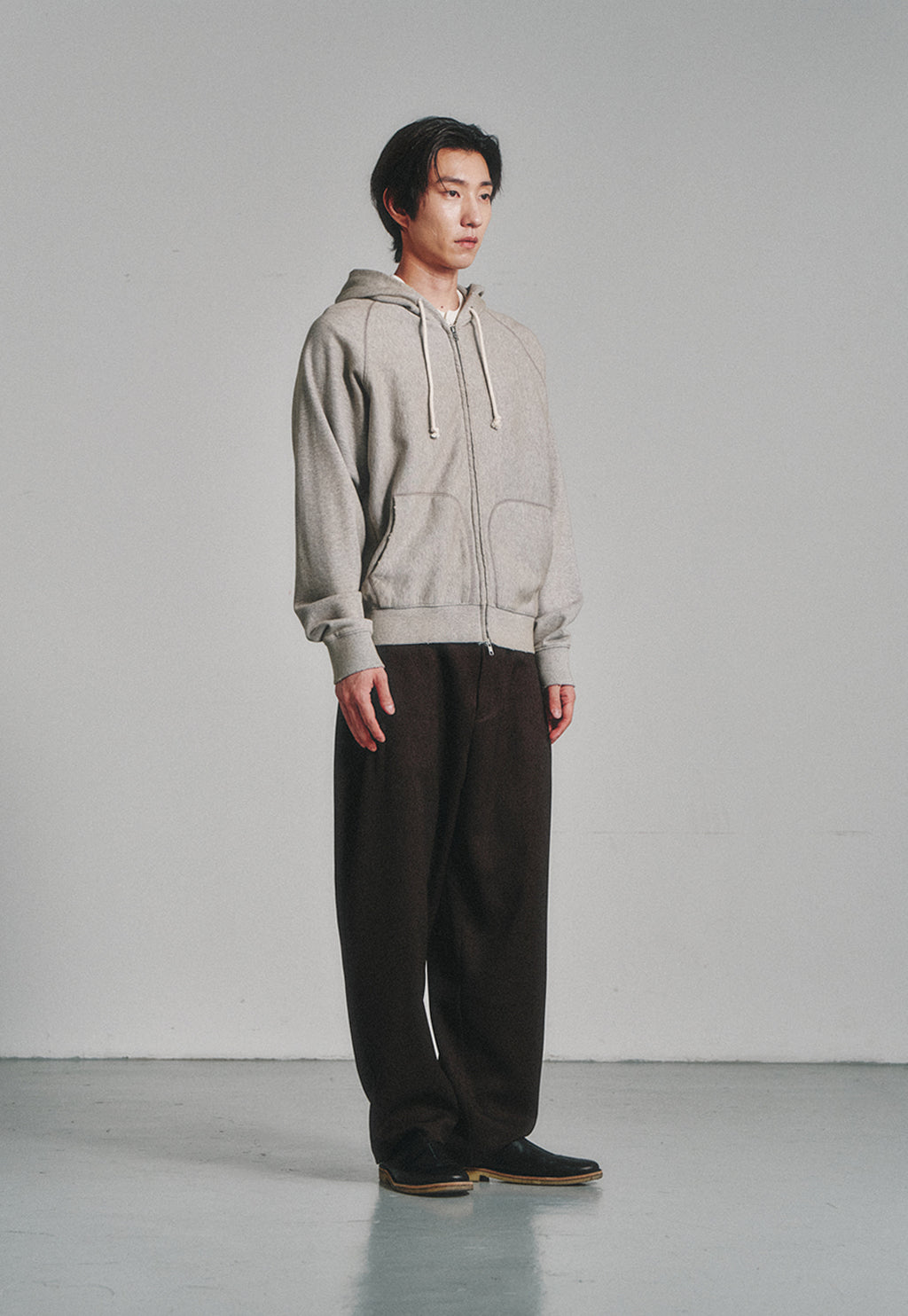 Art if acts - Garments Dyed Sweat Hooded Zip-Up (Melange Grey) product image 2 | TRAB K-Fashion Australia