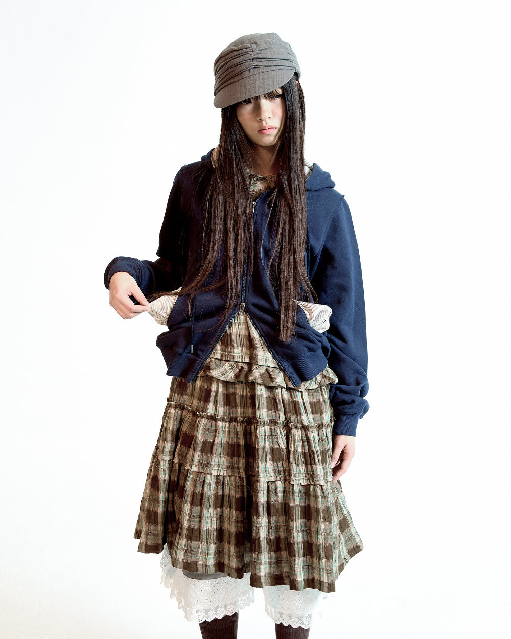 Coyseio - Flower Point Zip-Up Hoodie (Navy) product image 3 | TRAB K-Fashion Australia