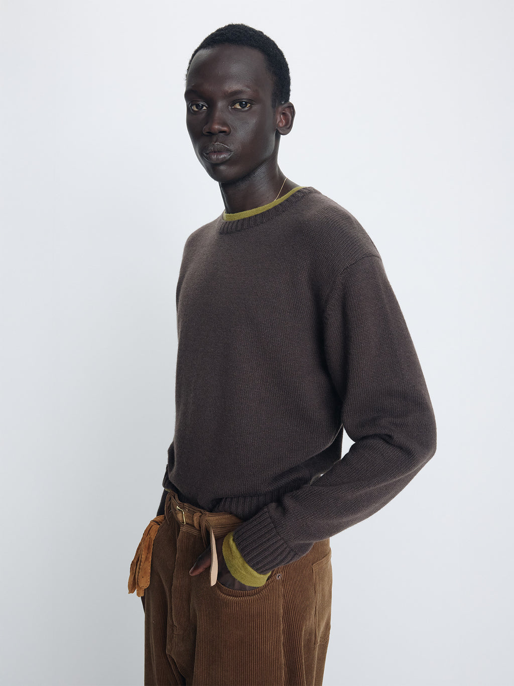 Tonywack - Wool And Cashmere Layered Knit (Brown/Olive) product image 6 | TRAB K-Fashion Australia