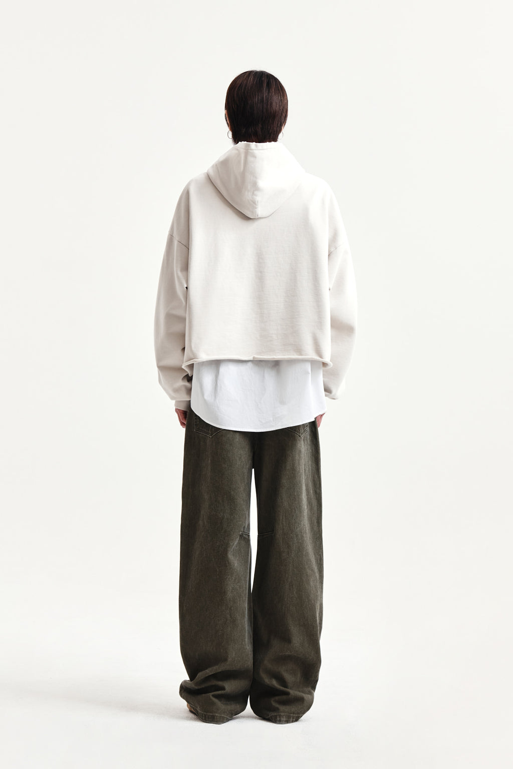 Matin Kim - Raw Edge Hem Sweat Hoody (Light Beige) product image 12 | TRAB K-Fashion Australia