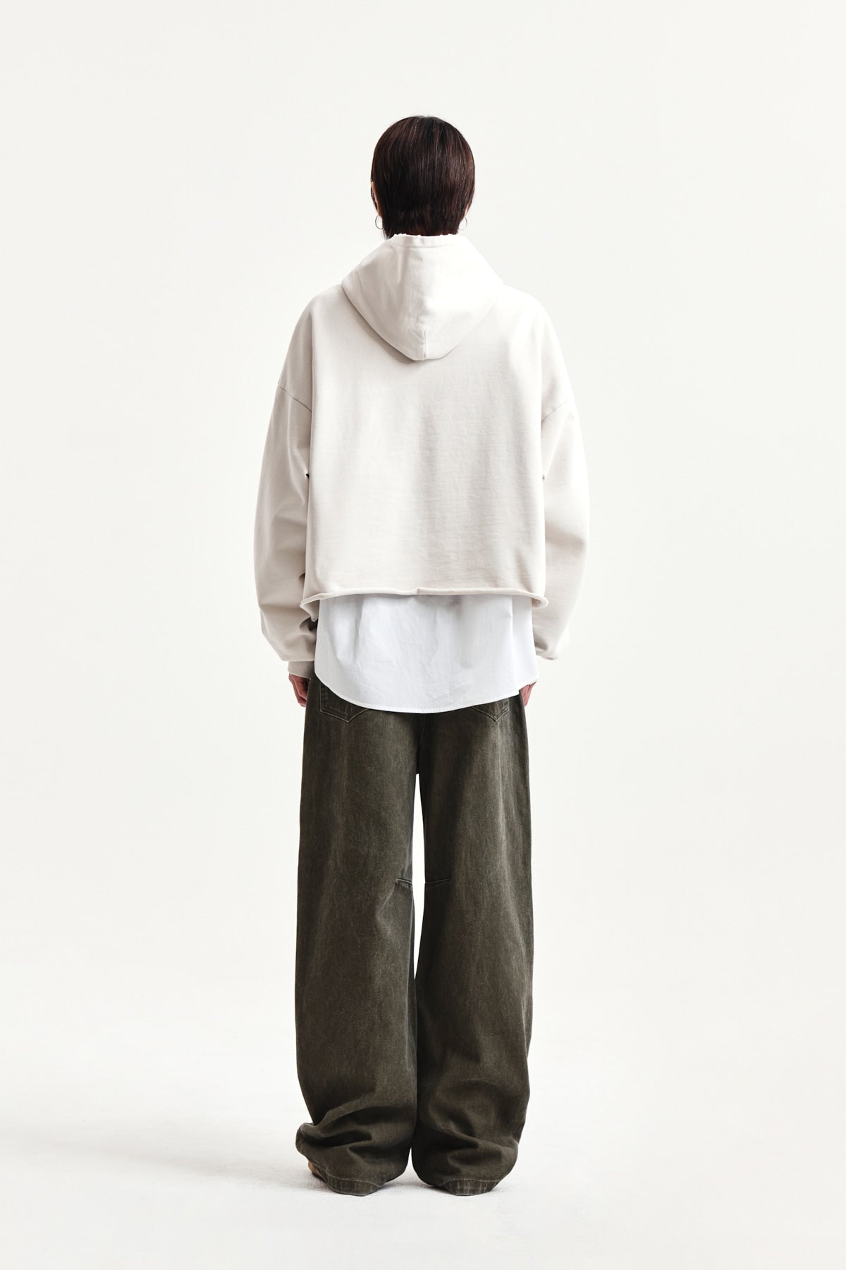 Matin Kim - Raw Edge Hem Sweat Hoody (Light Beige) product image 12 | TRAB K-Fashion Australia