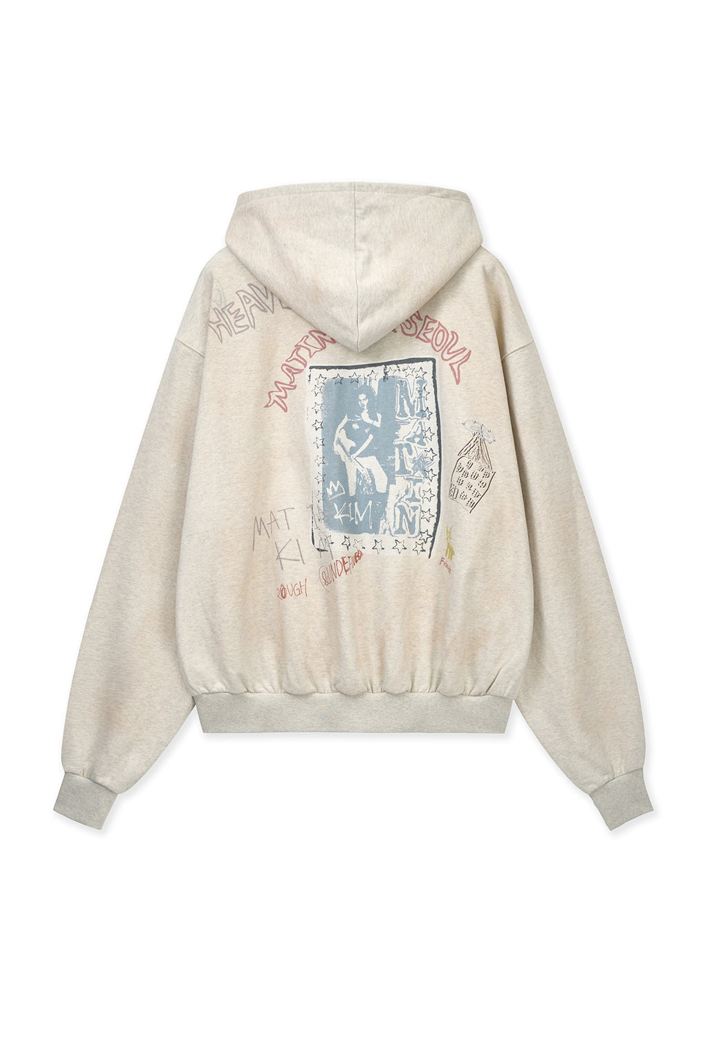 Matin Kim - Vintage Washed Graffiti Hoody Zip Up (Beige) product image 2 | TRAB K-Fashion Australia