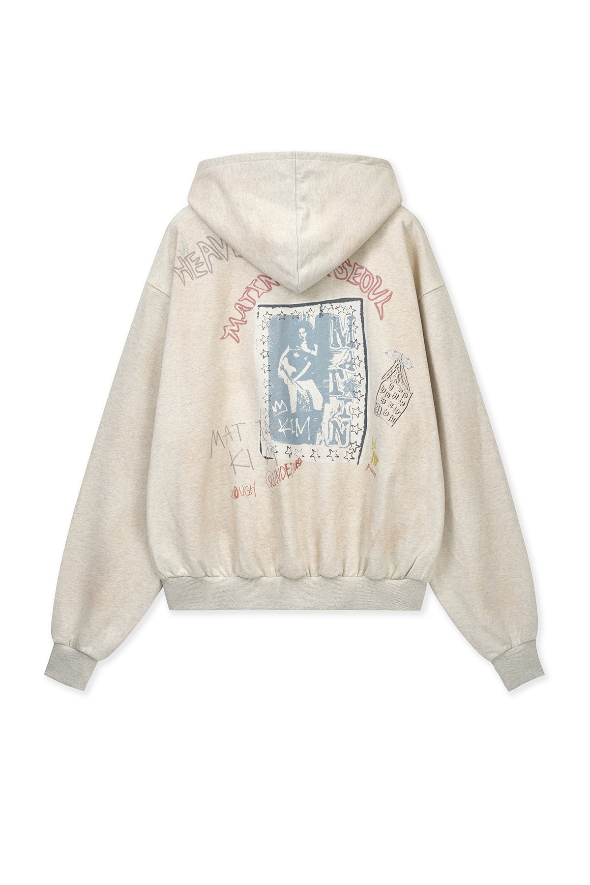 Matin Kim - Vintage Washed Graffiti Hoody Zip Up (Beige) product image 2 | TRAB K-Fashion Australia