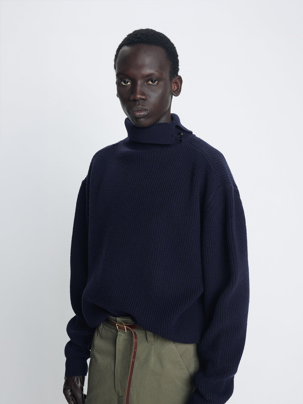Tonywack - Ribbed Wool Side-Button Turtleneck (Midnight) product image 1 | TRAB K-Fashion Australia
