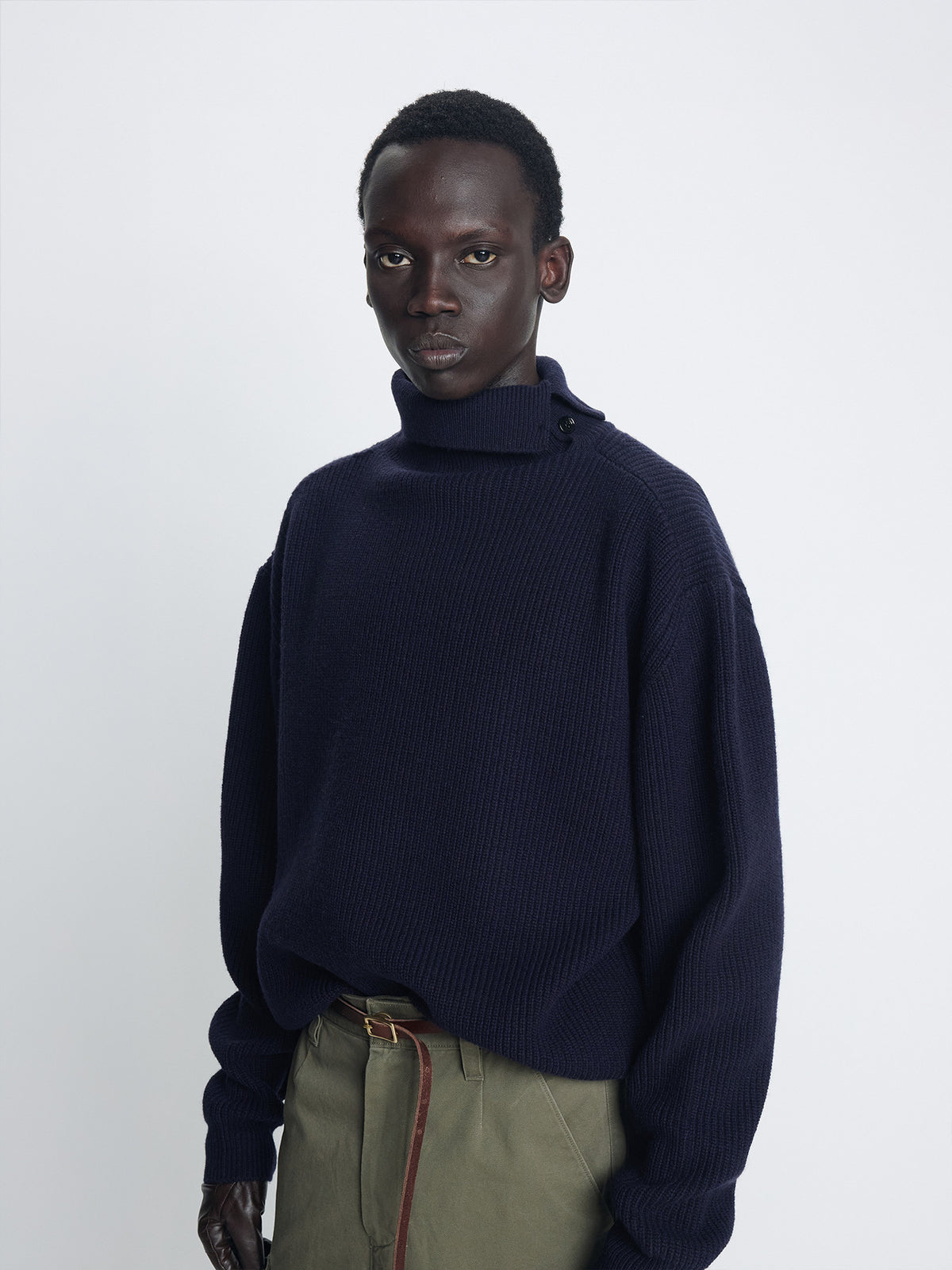 Tonywack - Ribbed Wool Side-Button Turtleneck (Midnight) product image 1 | TRAB K-Fashion Australia