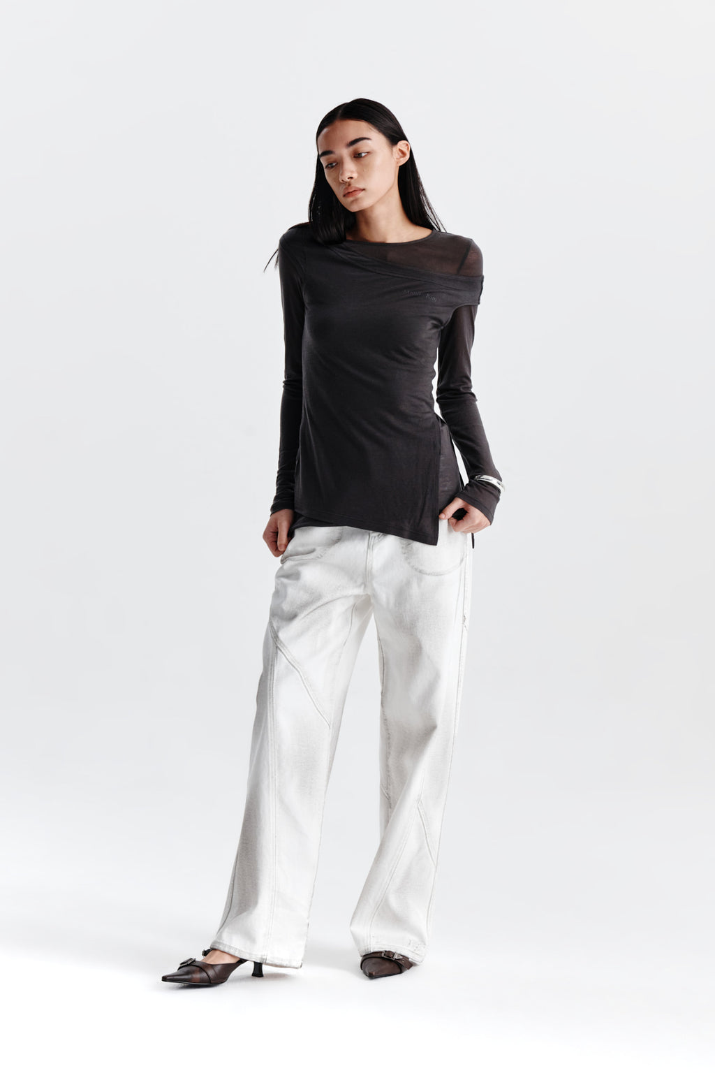 Matin Kim - Slit Point Sleeveless Layered Top (Charcoal) product image 9 | TRAB K-Fashion Australia