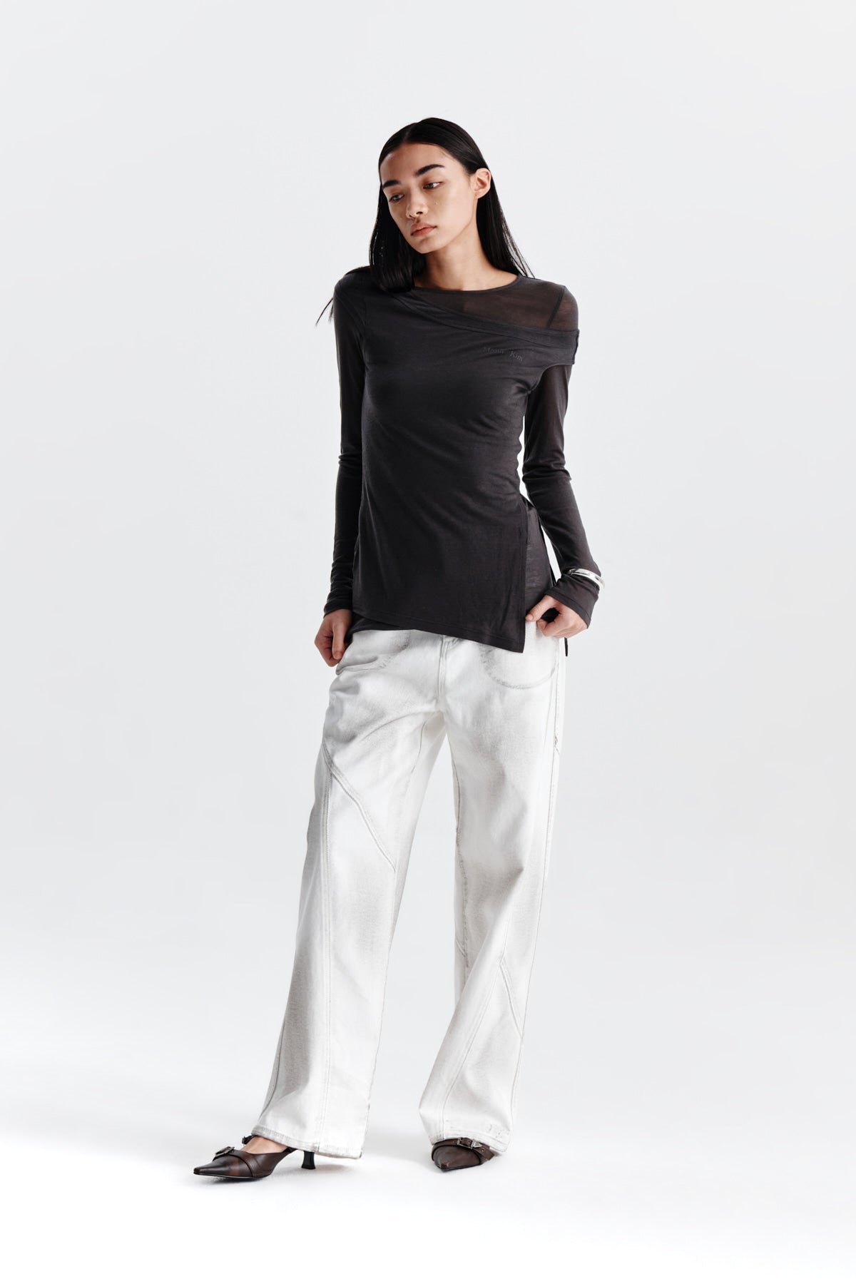 Matin Kim - Slit Point Sleeveless Layered Top (Charcoal) product image 9 | TRAB K-Fashion Australia