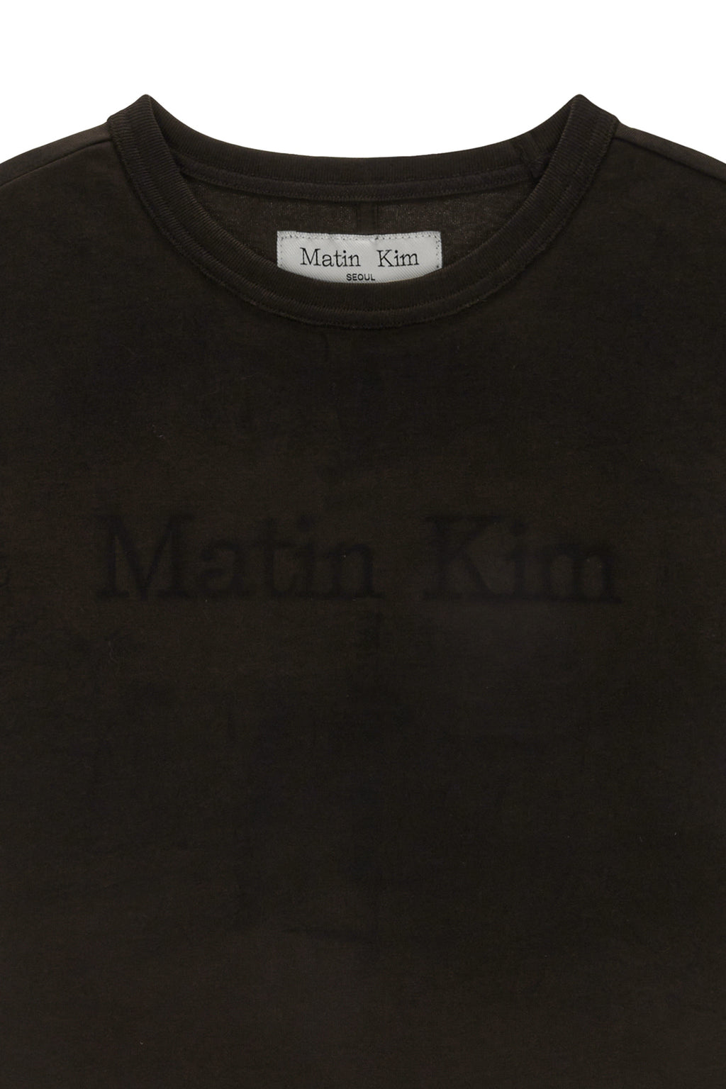 Matin Kim - Stencil Printing Logo Crop Top (Brown) product image 3 | TRAB K-Fashion Australia