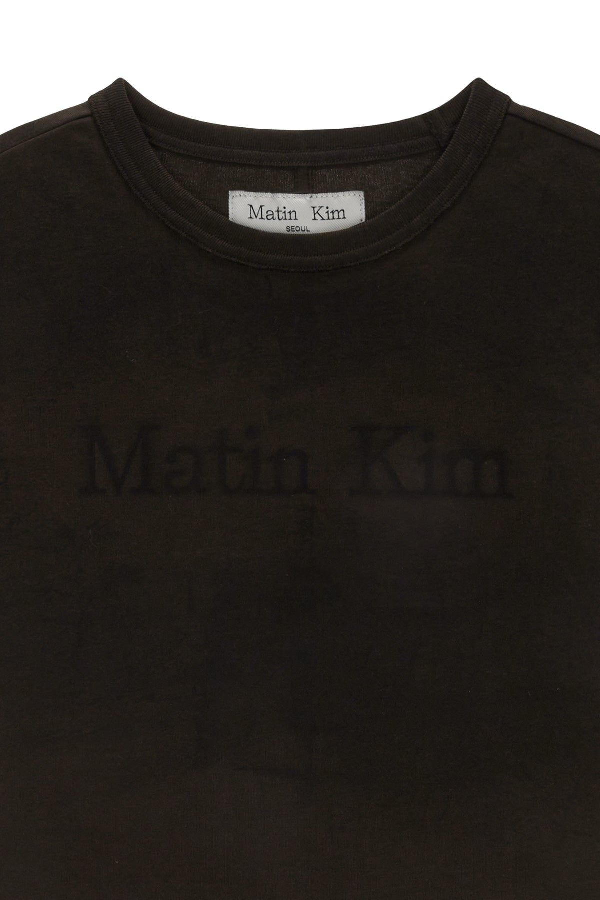 Matin Kim - Stencil Printing Logo Crop Top (Brown) product image 3 | TRAB K-Fashion Australia