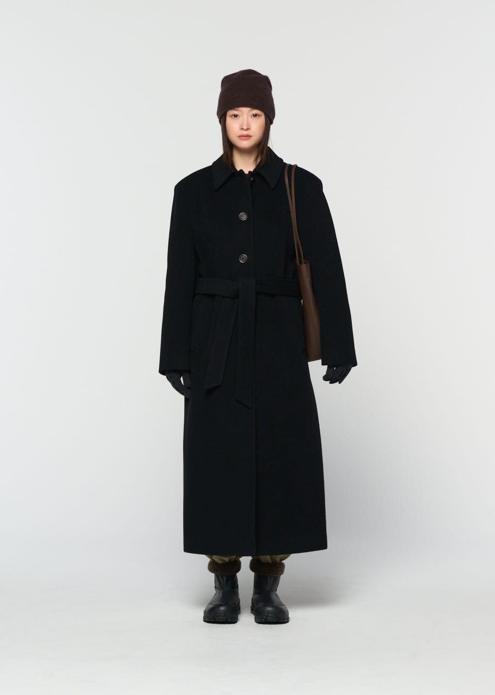 Amomento - single breasted maxi long coat (Black) product image 2 | TRAB K-Fashion Australia