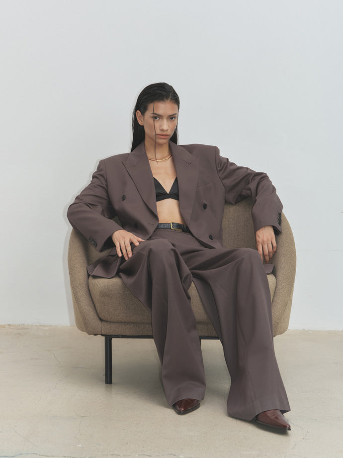 Tonywack - Wool Double-Breasted Tailored Jacket (Khaki Dark Brown) product image 5 | TRAB K-Fashion Australia