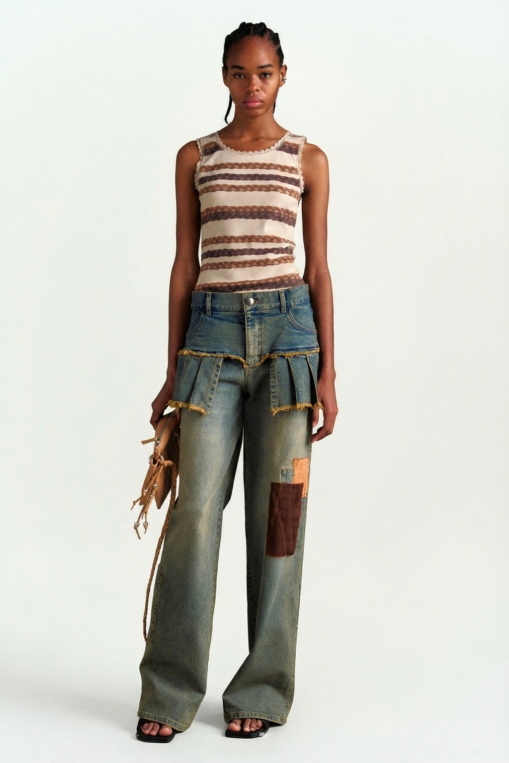 Andersson Bell - Hair Braid Stripe Tank Top (Beige) product image 2 | TRAB K-Fashion Australia