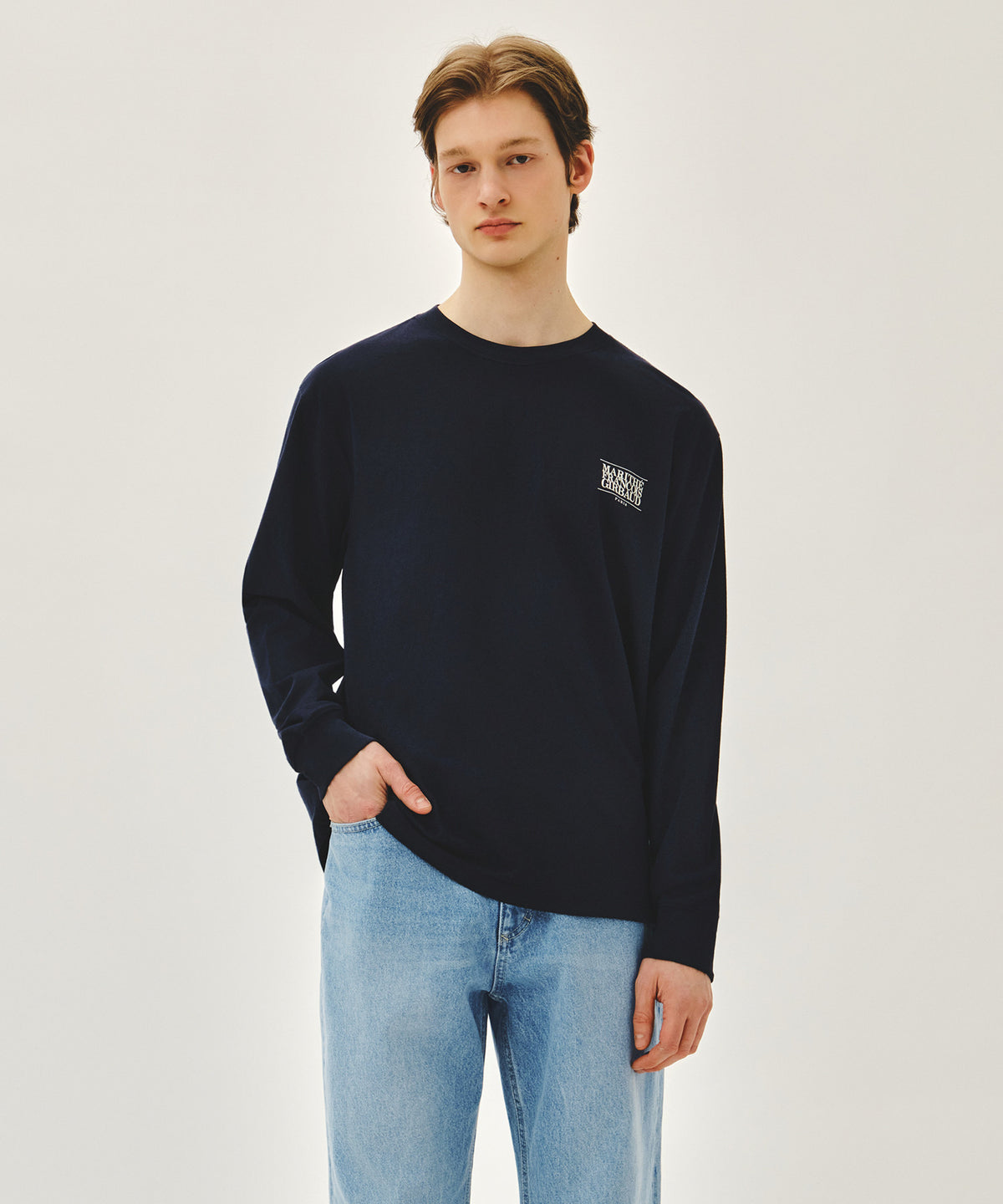 Marithe & Francois Girbaud - Back Classic Logo Long Sleeve Tee (Navy) product image 1 | TRAB K-Fashion Australia