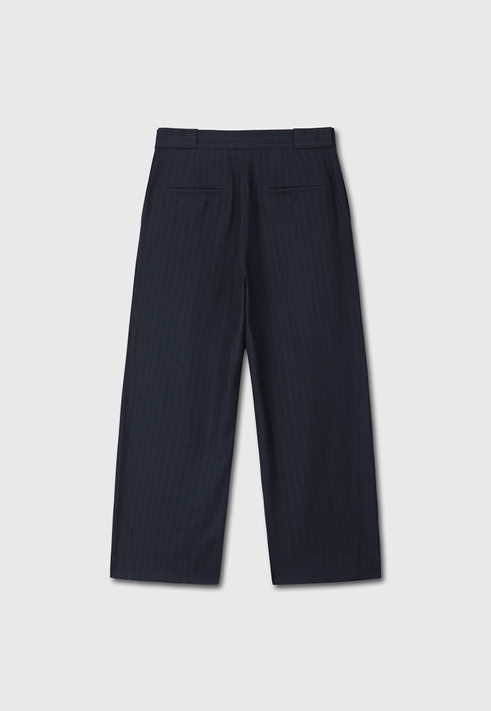 Tonywack - Virgin Wool Double-Pleats Wide Trousers (Navy Pinstripe) product image 7 | TRAB K-Fashion Australia