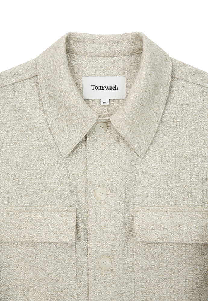 Tonywack - Wool And Lyocell Natural Tweed Shirt Jacket (Sage Beige) product image 8 | TRAB K-Fashion Australia