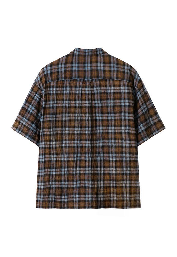 Art if acts - Check Two Pocket Half Shirt (Blue/Brown) product image 10 | TRAB K-Fashion Australia