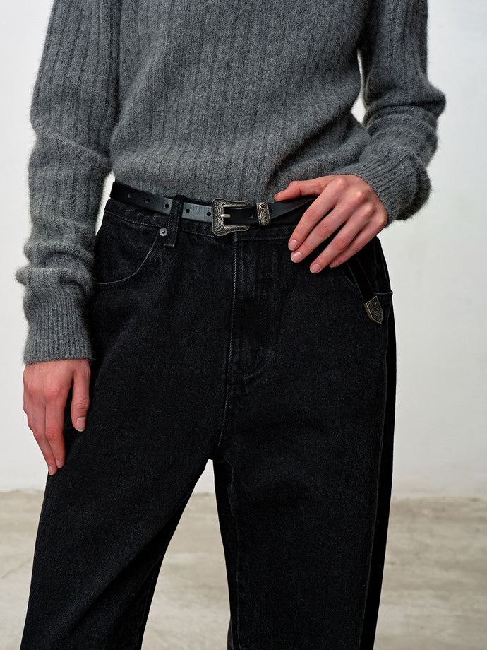 Tonywack - Oversized Wide-Leg Denim Jeans (Black) product image 5 | TRAB K-Fashion Australia