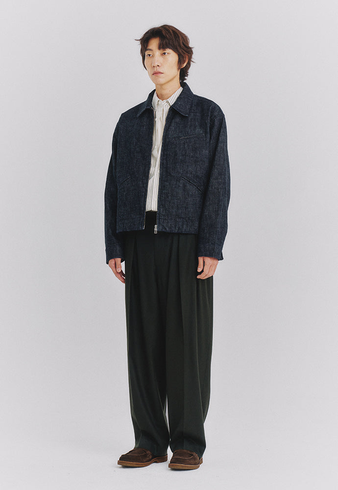 Art if acts - Reverse Wool Two Tuck Pants (Olive Charcoal) product image 4 | TRAB K-Fashion Australia