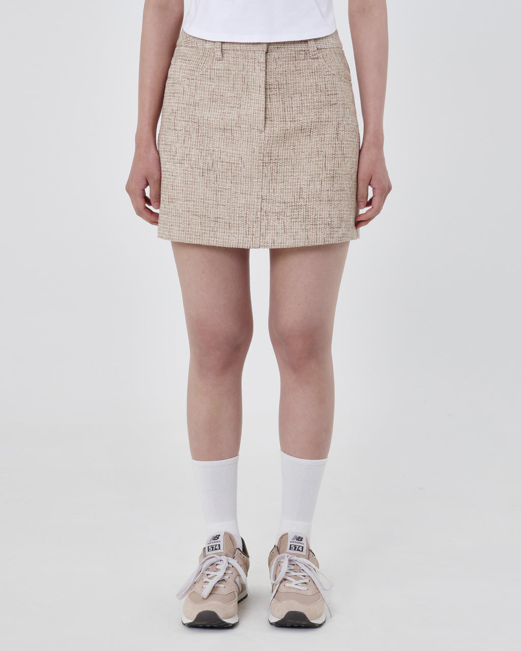 Brownyard - Tweed Mini Skirt (Beige) product image 3 | TRAB K-Fashion Australia