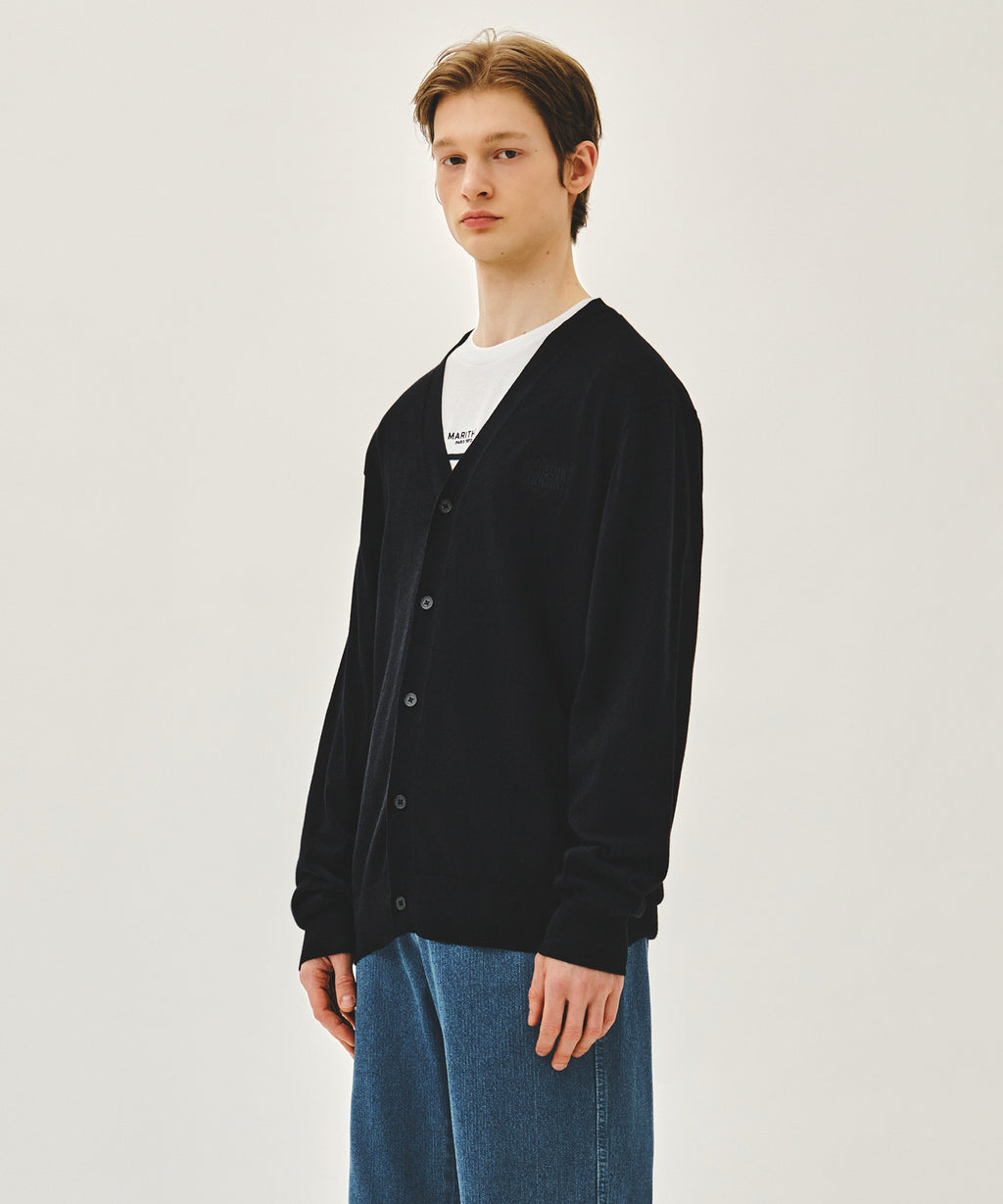 Marithe & Francois Girbaud - Small Classic Logo V-neck Knit Cardigan (Black) product image 2 | TRAB K-Fashion Australia