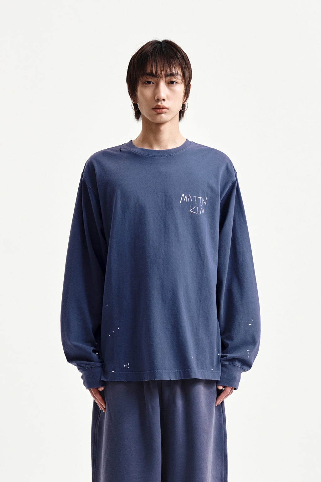 Matin Kim - Vintage Washed Logo Top (Smoke Blue) product image 10 | TRAB K-Fashion Australia