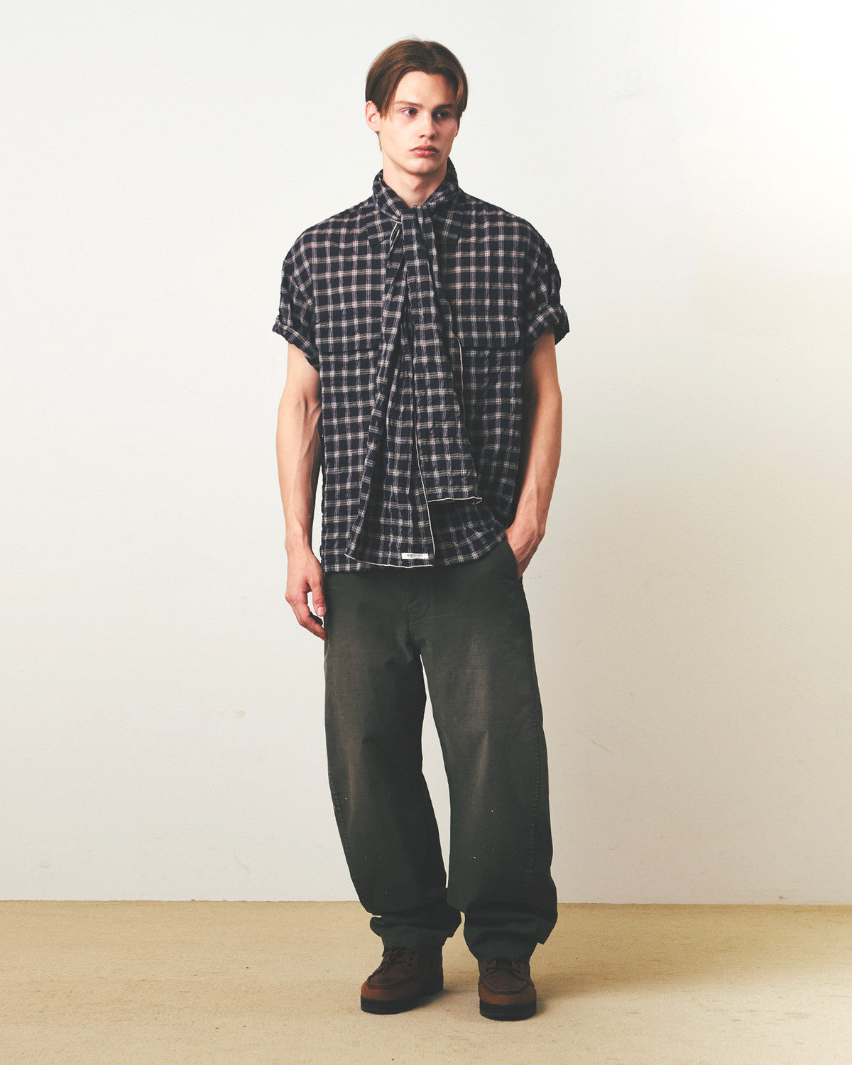 Eastlogue - Voyage Half Shirts (Navy & Beige Check) product image 4 | TRAB K-Fashion Australia