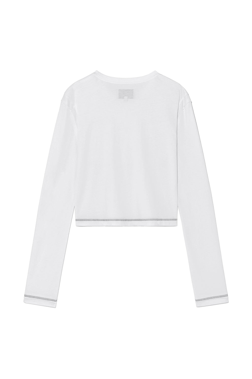 Matin Kim - Cut Line Detail Long Sleeve Logo Top (White) product image 2 | TRAB K-Fashion Australia